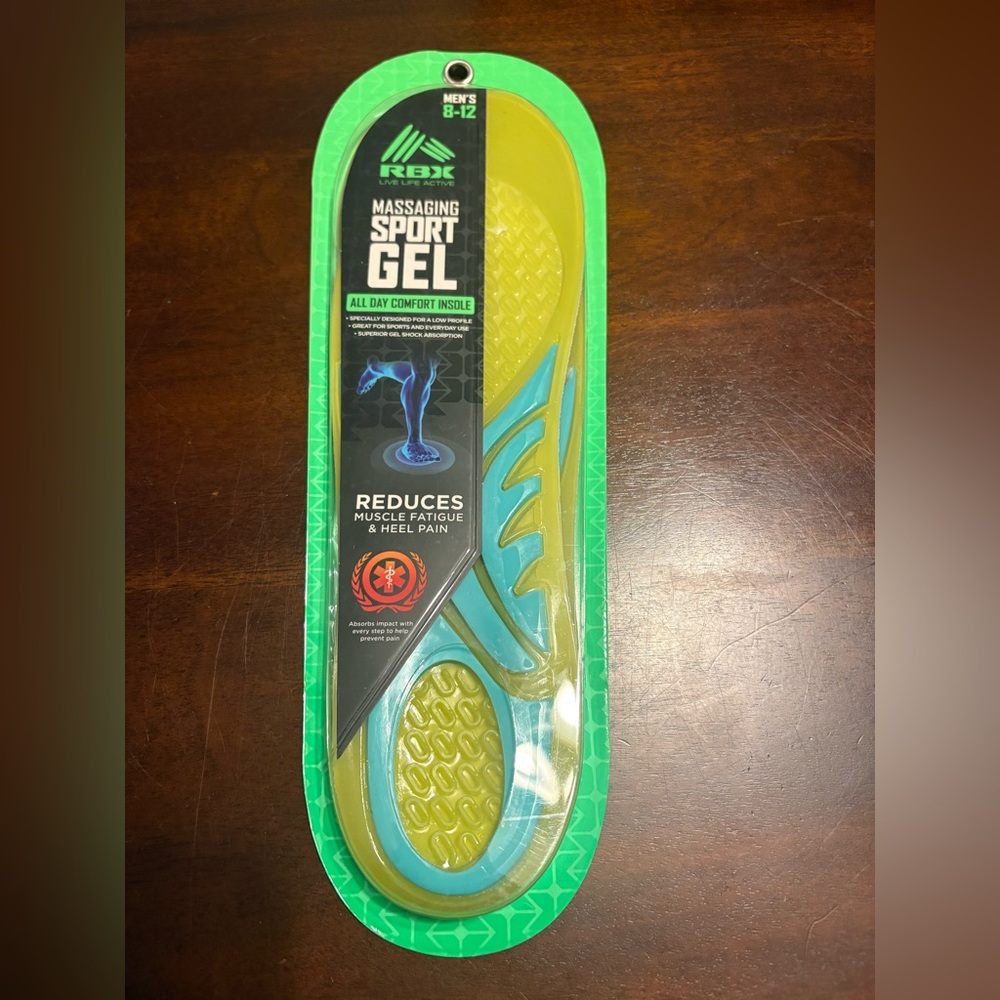 RBX Massaging Sport Gel Insoles - Green and Yellow